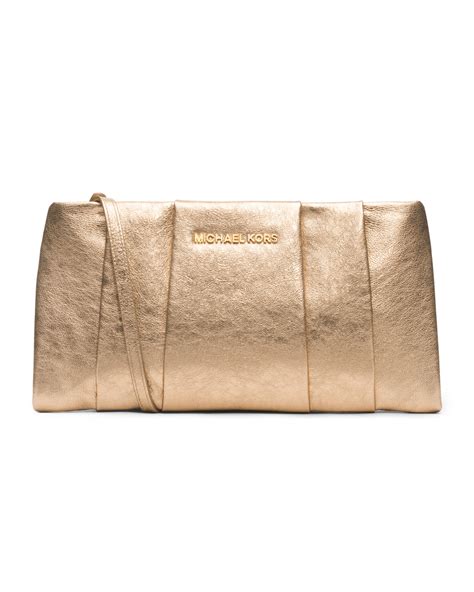 michael kors daria clutch gold|michael kors metallic gold handbags.